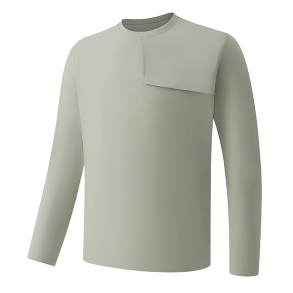 Donemore Men's Quick-Dry Long Sleeve Shirt Moisture-Wicking Solid Color Casual Activewear Lightweight Polyester Top