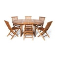thumbnail image 4 of 7-Piece Oval Extension Table Folding Chair Set with Red Cushions, 4 of 4