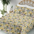 thumbnail image 3 of Ambesonne Floral Fitted & Flat Sheet with Sham 3 Pcs Set, Iris Garden Themed Print, Twin XL, Purple Grey and Mustard, 3 of 5