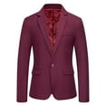 thumbnail image 2 of Zylanna Men's Suit Jacket, Winter Spring and Fall Solid Color Fashion Soft & Comfy Formal Lapel Blazers with Pockets Wine, 2 of 9