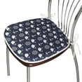 thumbnail image 3 of Navy Blue Dining Chair Pad, Maritime Pattern with Whales Helms Anchors Nautical Elements Deep Sea Life, Water Resistant Pillow with Straps for Seats, 2 Pieces Set, Navy Blue White, by Ambesonne, 3 of 5
