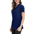 thumbnail image 6 of Qwertyu Women's Scrubs，3 Pocket Scrub Tops for Women, Stretch Fabric Short Sleeve V-Neck Womens Scrub Shirts, 3 Pocket Comfortable Scrub Tops Dark Blue XL, 6 of 6