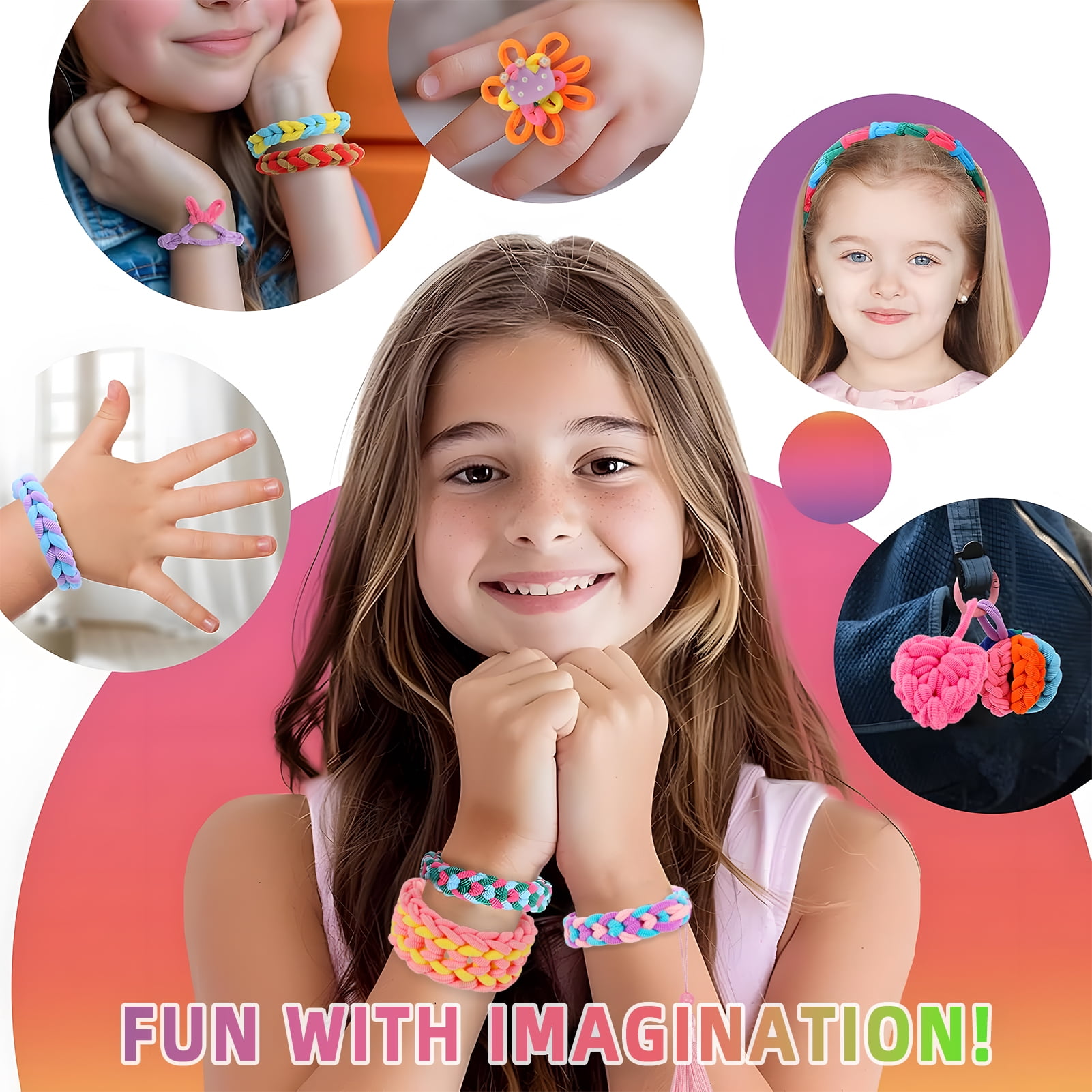CandWuom Rubber Band Bracelet Making Kit for Girls Gift, Weaving Loom Rainbow Bracelet Kit, Birthday Gifts for Kids 6 7 9 10 11 13 Year Old, 1000+ Elastic Cloth Loops