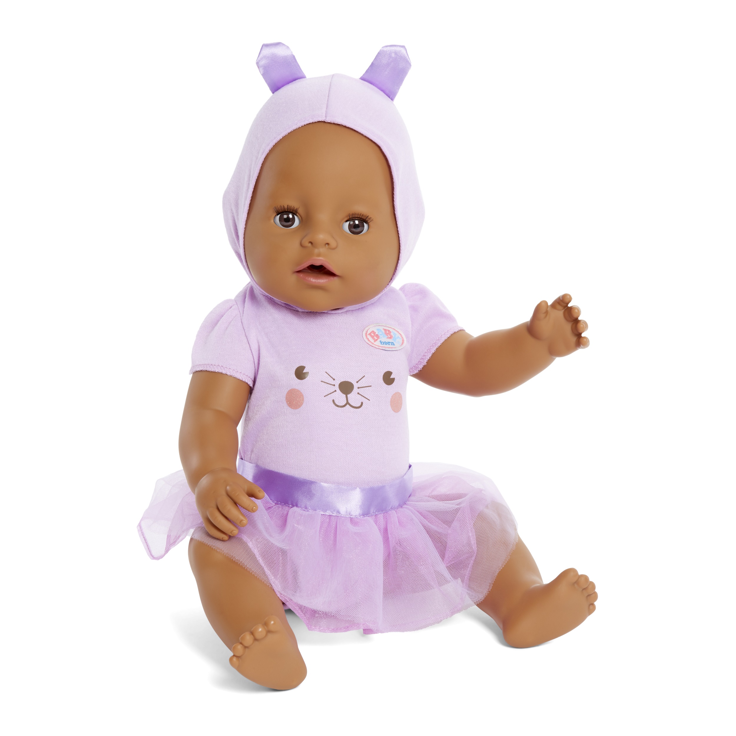 Baby born Interactive Doll Brown Eyes with 9 Ways to Nurture, Eats, Drinks, Cries, Sleeps, Bathes, and Wets - image 4 of 6