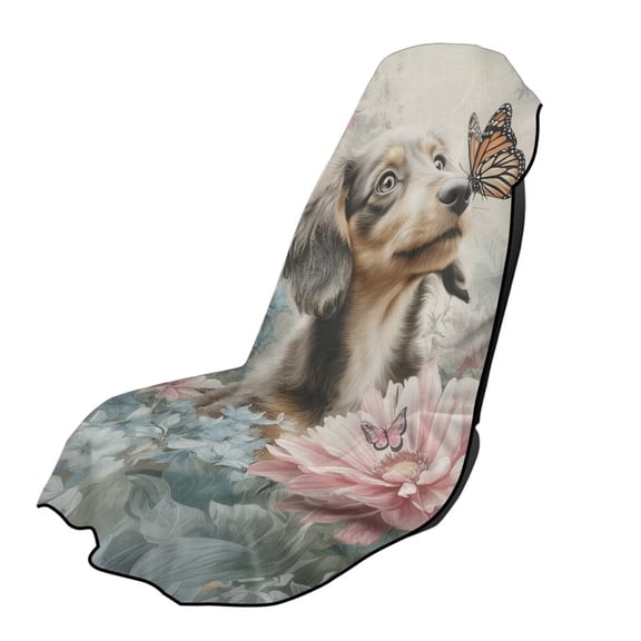 Xixirimido Dachshund Dog Butterfly Floral Car Accessories Sweat Towel Seat Cover Universal Non-Slip for Car Truck SUV Athletic Running Towel for Workout Outdoor Sport Activities