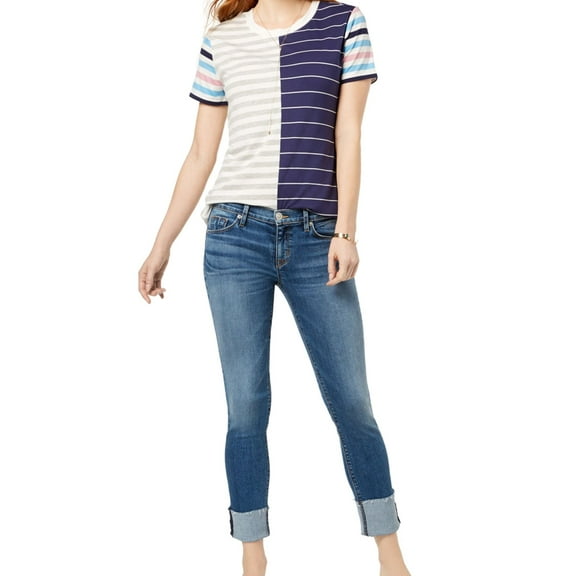 Hudson Womens Raw-Hem Skinny Fit Jeans, Blue, 25