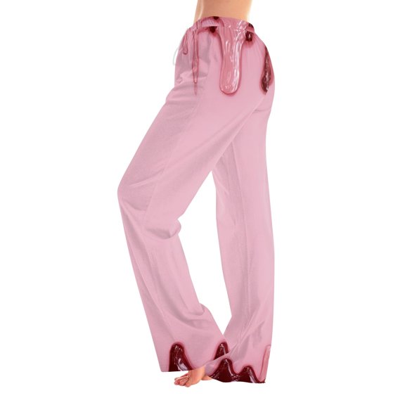 JULMCOMO Halloween Pajama Pants for Women Pumpkin Blood Ghost Print Drawstring Elastic Waist Trendy Pajamas Pants Fuuny Print Comfy Loose Pjs Pink S
