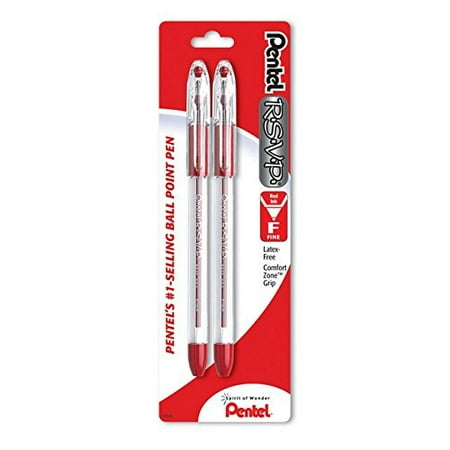 Pentel R.S.V.P. Ballpoint Pen Fine Line Red Ink 2 Pack