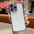 thumbnail image 1 of Plating Cute Curly Wave Frame Shockproof Soft TPU for iPhone 14 Pro, Shockproof Lightweight Phone Case for Women Girls for iPhone 14 Pro 6.1 inch - Navyblue, 1 of 9