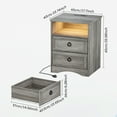 thumbnail image 3 of Holliwill Nightstand Set of 2 with Outlets & USB Ports & LED Lights, Modern Farmhouse Bedside Tables with 2 Drawer, Bed Side Tables End Table for Bedroom, Living Room, Gray, 3 of 7
