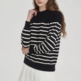 thumbnail image 6 of Women's Striped Sweater Crew Neck Long Sleeve Loose Fit Casual Pullover Top, 6 of 9