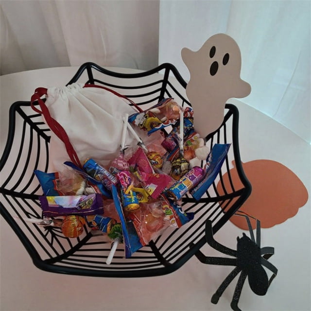 Seyotauo Halloween Candy Bowl Spider Web Trick or Treat Bowl Halloween Decorations Indoor Plastic Candy Dish Party Favors Supplies for Table Desk Party Decor