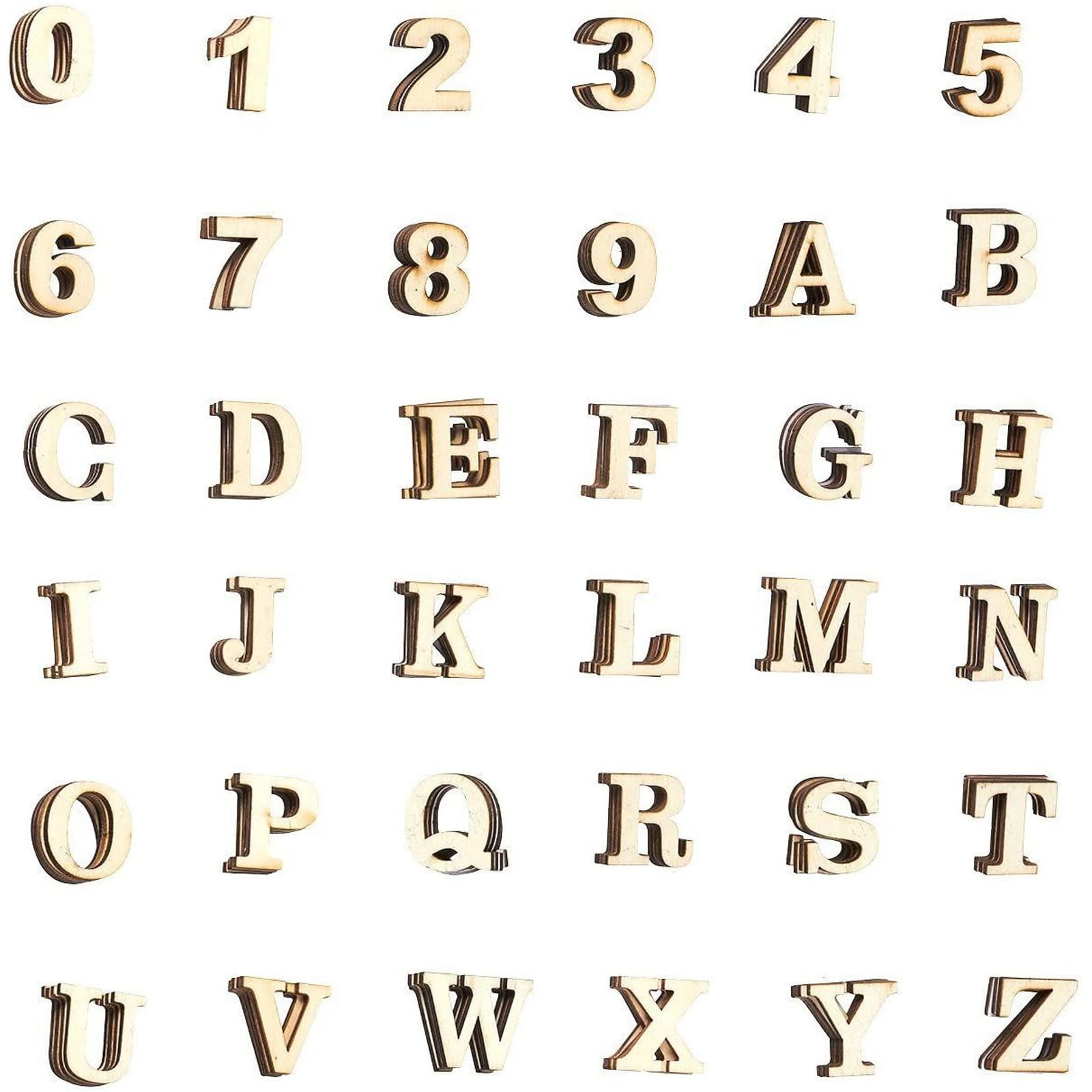Upper Case Craft Wooden Letters Digits Adhesive Plain Alphabet 250 NF44 1cm