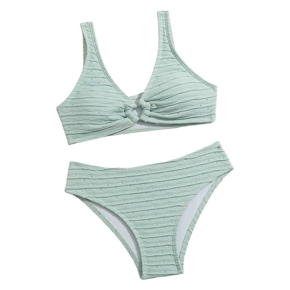 Gibobby Toddler Girl Swimsuit Girls Swimsuit 2 Piece Criss Cross Tankini Sets Ruffle Bathing Suit with Adjustable Strap Girls' Swimwear(8-9 Years,Light Blue)