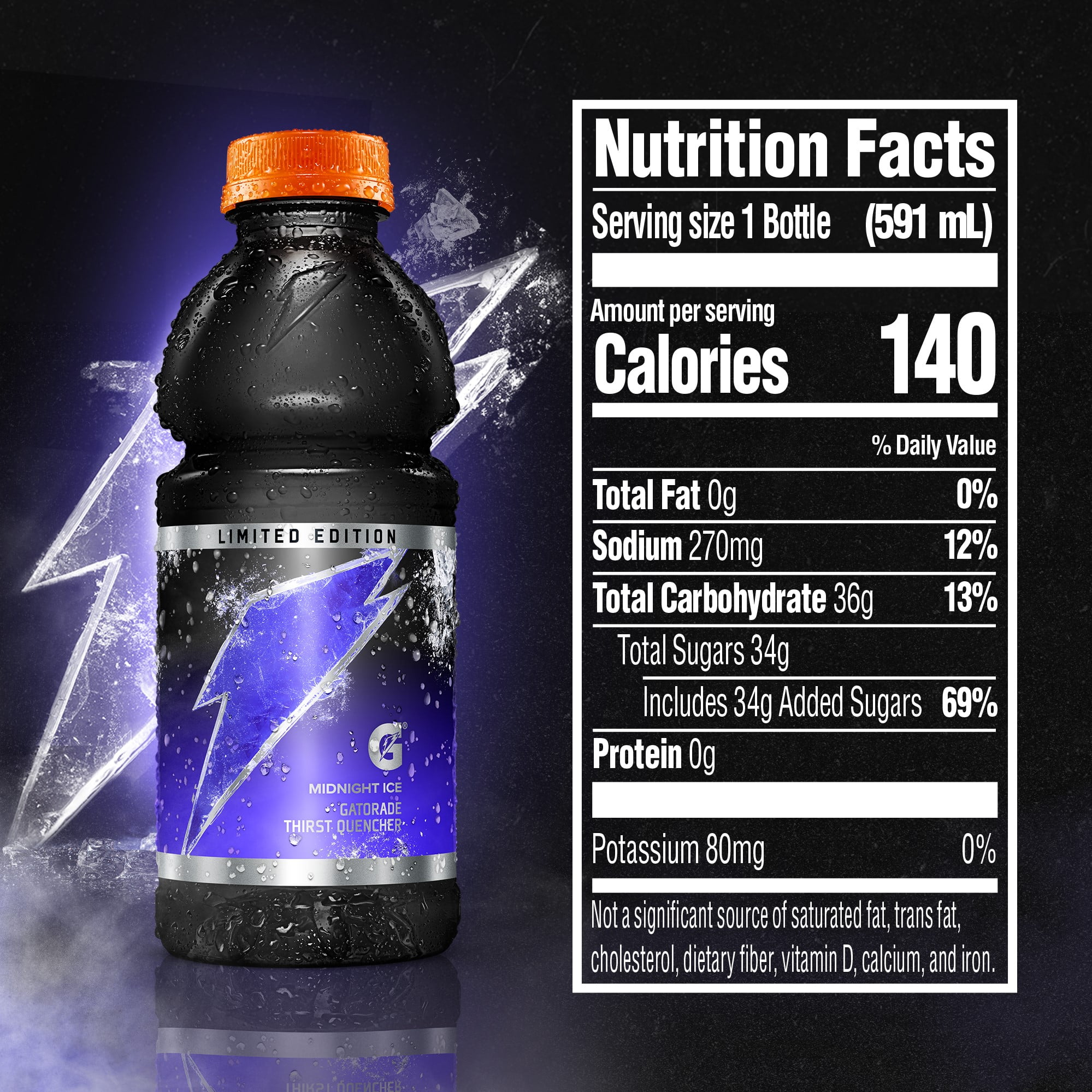 Gatorade Thirst Quencher Midnight Ice 20 Fl Oz, 8 Count - Walmart.com