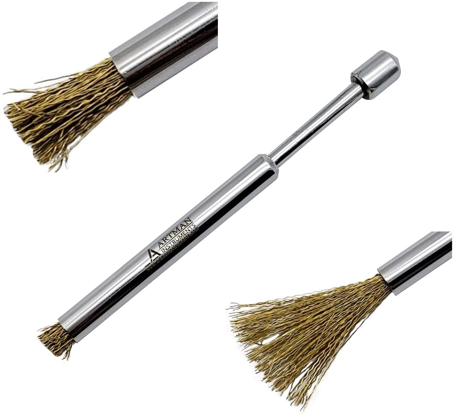 Dental Bur Cleaning Brush Copper Bristles Adjustable Length