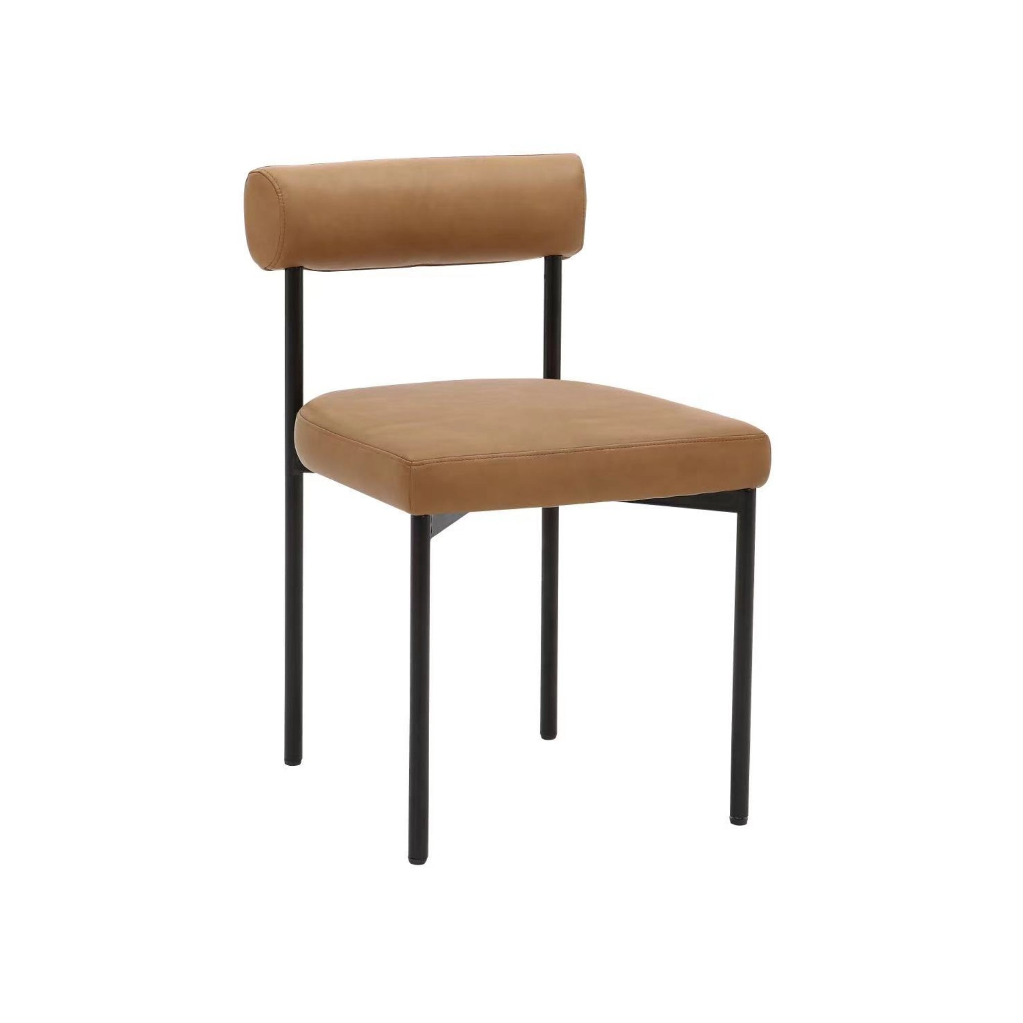 Nathan James Dahlia Modern Kitchen and Dining Chair with Metal Legs and Vegan Leather Upholstery, Brown/Black, Set of 2