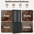 thumbnail image 5 of Bookcase with 3 Drawers, Bookshelf with LED and Large Storage Space, Black, 5 of 10
