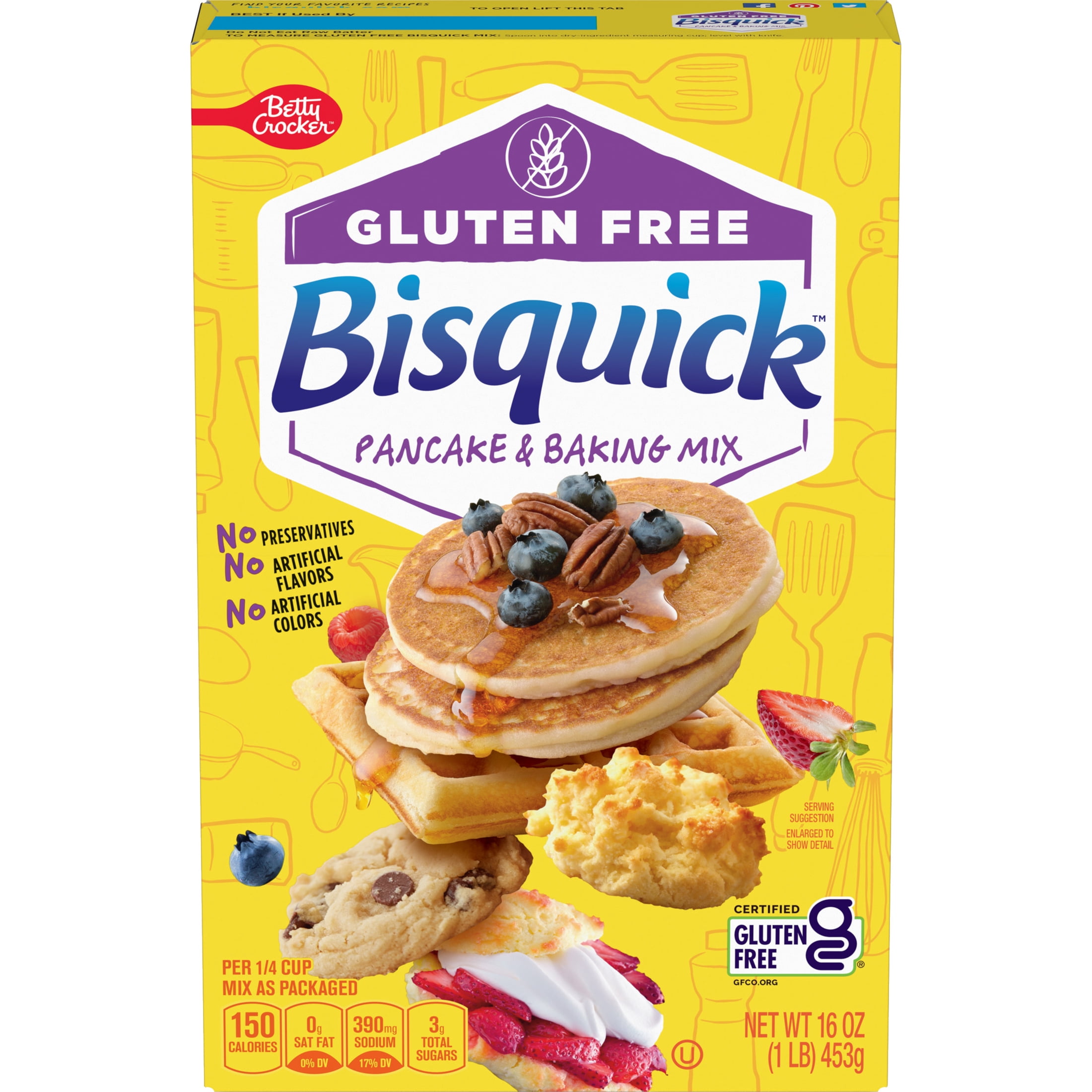 (4 pack) Betty Crocker Bisquick, Gluten Free Pancake and Baking Mix, 16 oz