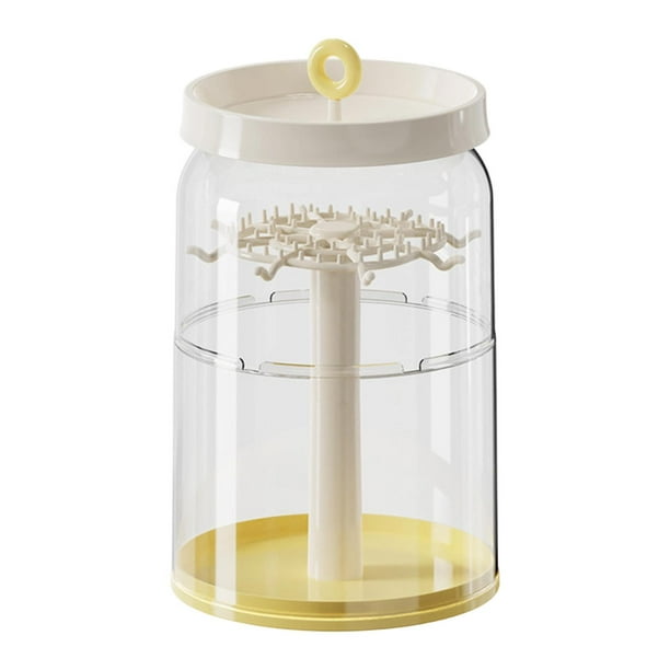 Vitrina transparente con forma de figura, organizador de joyas multiusos giratorio de 360 degree Amarillo cremoso