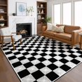 thumbnail image 1 of Washable Checke Rug x, Non-Slip Low Pile Area Rug for Living Room, Bedroom, Nursery, Modern Neutral Farmhouse Checkerboard Carpet, Pet & Kid Friendly, 1 of 9