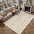 thumbnail image 2 of BERTHMEER 8'x10' Area Rugs for Living Room Large Beige Plaid Modern Geometric Rugs for Bedroom Office Machine Washable Farmhouse Dining Room Rugs Non Slip Contemporary Carpets, 2 of 8