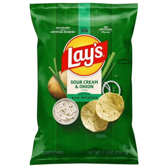 Pack Of 3 Lay's Sour Cream & Onion Potato Chips, 7.75 oz (Package May Vary)