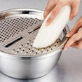 thumbnail image 5 of Weloille Stainless Steel Grater Basin, Vegetable Slicer Shredder Slicer Grater Kitchen Radish Eraser Multi-Purpose Slice Planer Multi-Function with Drain Basin, 5 of 9