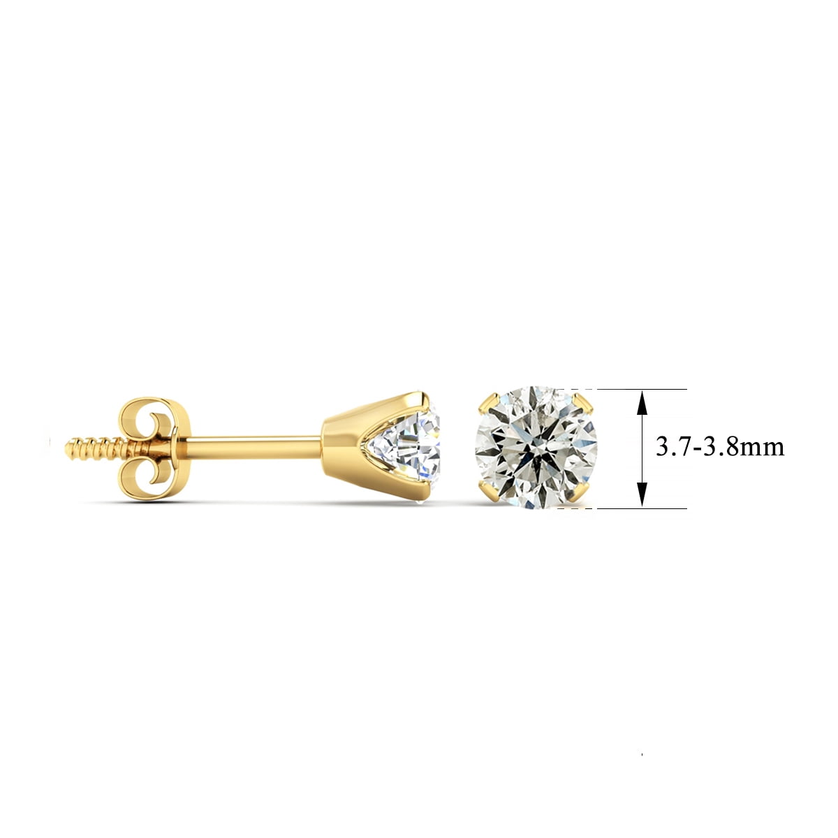 SuperJeweler Nearly 1/2 Carat Diamond Stud Earrings in 14 Karat Yellow Gold For Women
