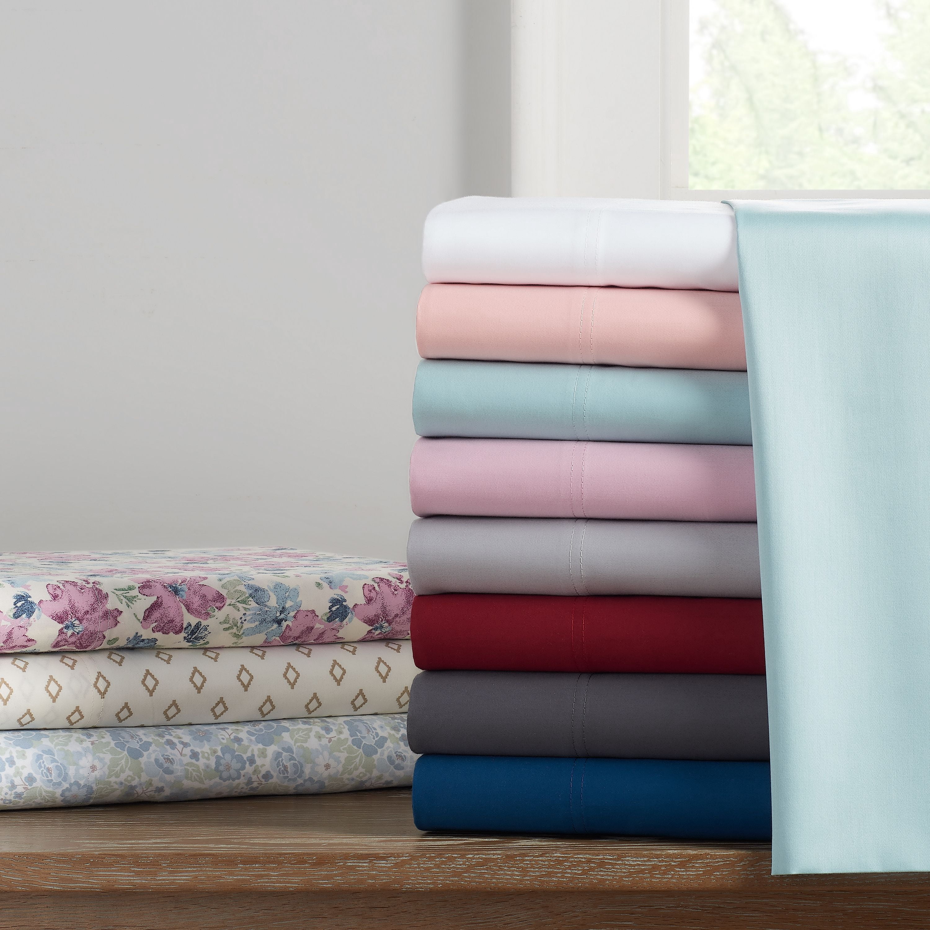 Better Homes & Gardens 300 Thread Count 100% Cotton Wrinkle Resistant Sheet Set, Full Purple Floral