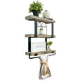thumbnail image 4 of Woven Paths Three Tiered Zig Bracket Bathroom Shelf with Towel Rack, 20 in Gray, 4 of 4