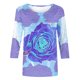 thumbnail image 5 of ICHUANYI Clearance Women's Fashion Printed Loose T-shirt 3/4 Sleeves Blouse Round Neck Casual Tops(Purple, S) ICHUANYI WER2023081015368, 5 of 5
