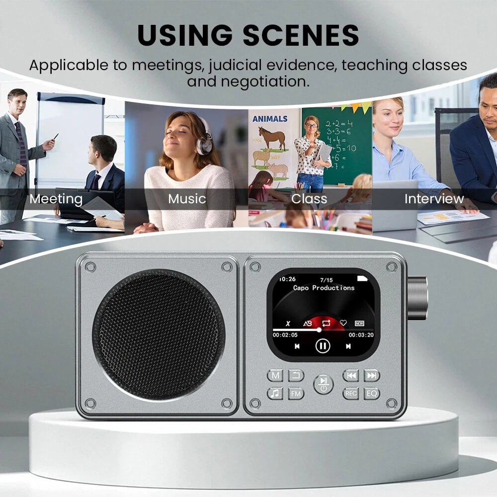 Wiher Portable FM Radio with Bluetooth Speaker, 2.0” Color HD Display, Loud Speakers, Headphone Jack, Support Alarm TF Card MP3/MP4 Player for Home Outdoor Gray