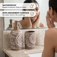 thumbnail image 2 of Decozen 6-Piece Bathroom Accessories: Soap Dispenser, Toothbrush Holder, Tray, & More - Brown White, 2 of 5