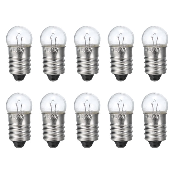 Uxcell 6V/0.5A E10 Mini Light Bulbs, 10Pcs Miniature Screw Bulbs Flashlight Bulbs Warm Yellow Light