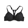 thumbnail image 4 of PMVFHDE Thin Cup Gathered Lace Band Steel Ring Front Closure Back Supporting Bra for Daily Leisure Full Coverage Y-Shape Straps Black - 75C, 4 of 4