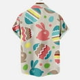 thumbnail image 4 of DDAPJ pyju Men's Easter Hawaiian Shirts Funny Bunny Egg Printed Short Sleeve Cuban Collar Button Down Beach Shirts Summer Holiday Tops Flash Sale Pink S, 4 of 5