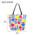 thumbnail image 5 of FORMRS Womens Canvas Tote Bag with Zipper Inner Pocket Shoulder Handbag, Red Retro Shapes, 5 of 7
