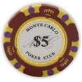 thumbnail image 2 of DA VINCI 14 Gram Clay Monte Carlo Poker Club Poker Chips Pack of 50 Red Chips, 2 of 2