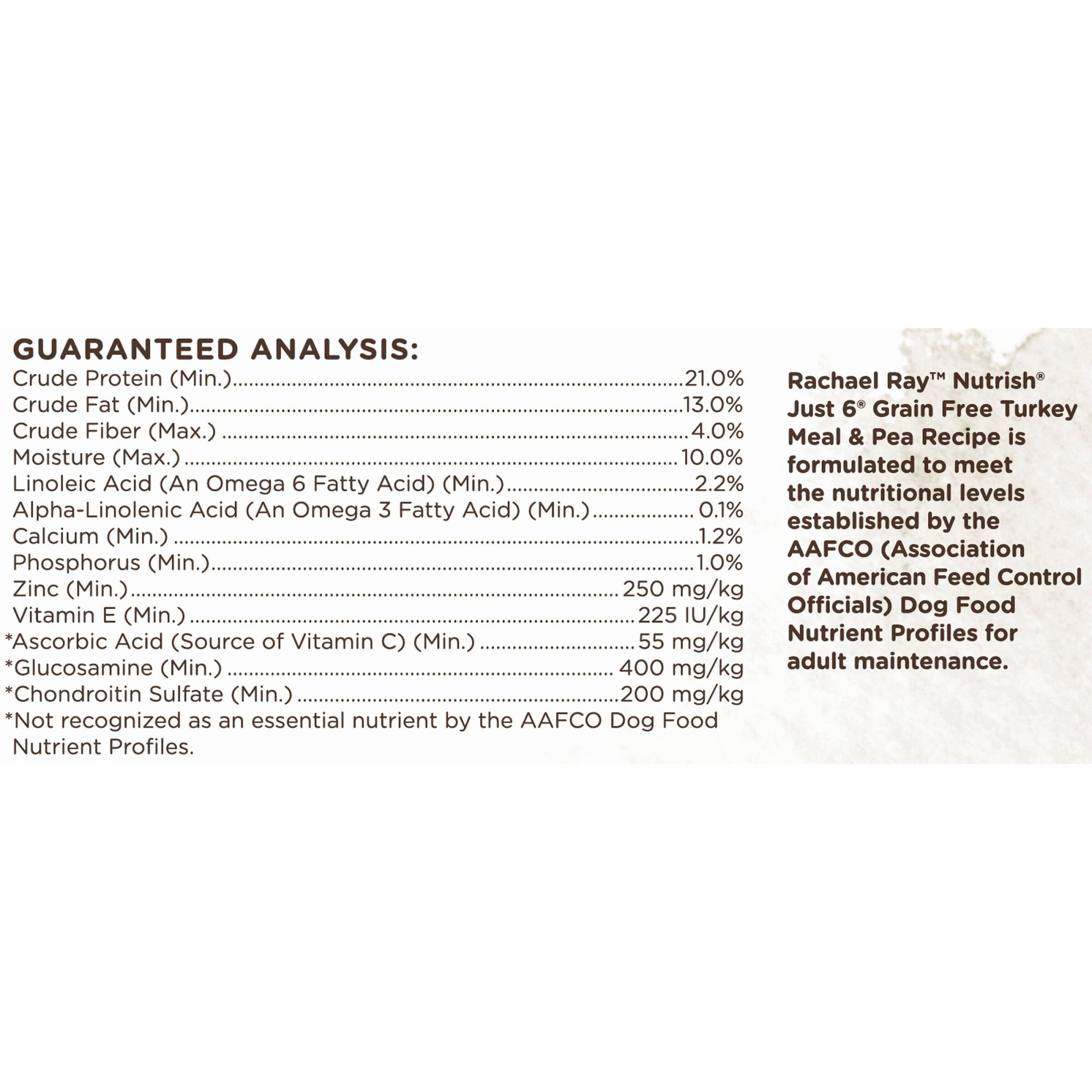 Rachael Ray Nutrish Just 6 Natural Dry Dog Food, Grain Free Turkey Meal & Pea Limited Ingredient Diet, 12 lbs