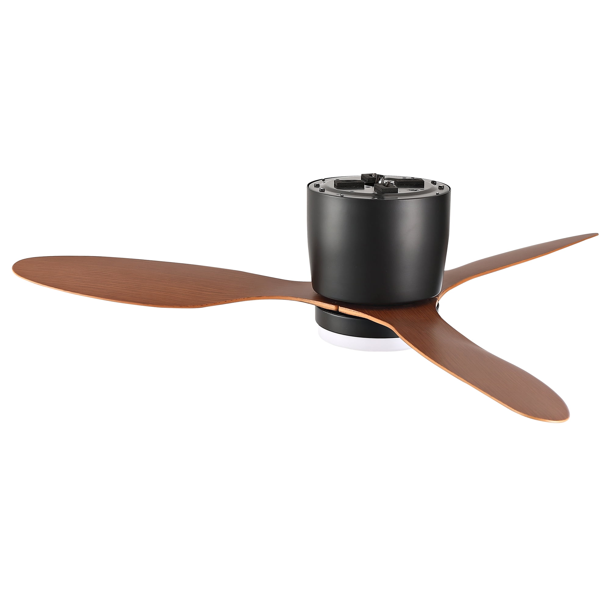 42" Black Small Low Profile Ceiling Fan with Light & Remote, 6-Speed DC, Indoor Outdoor