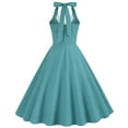 thumbnail image 3 of IBTOM CASTLE Women's Vintage Polka Dot Audrey Dress 1950s Halter Retro Cocktail Prom Dress Rockabilly Wedding Hepburn 50's 60's Party Swing Gown S Lake Blue - Plaid, 3 of 8