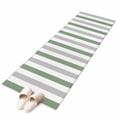 thumbnail image 2 of Sage Green Grey Stripe Washable Runner Rugs 2'x6', Classic Modern Low Pile Throw Entryway Rug Non-Slip Sturdy Edge Binding Carpet for Indoor Bedside Entrance Bedside, 2 of 9