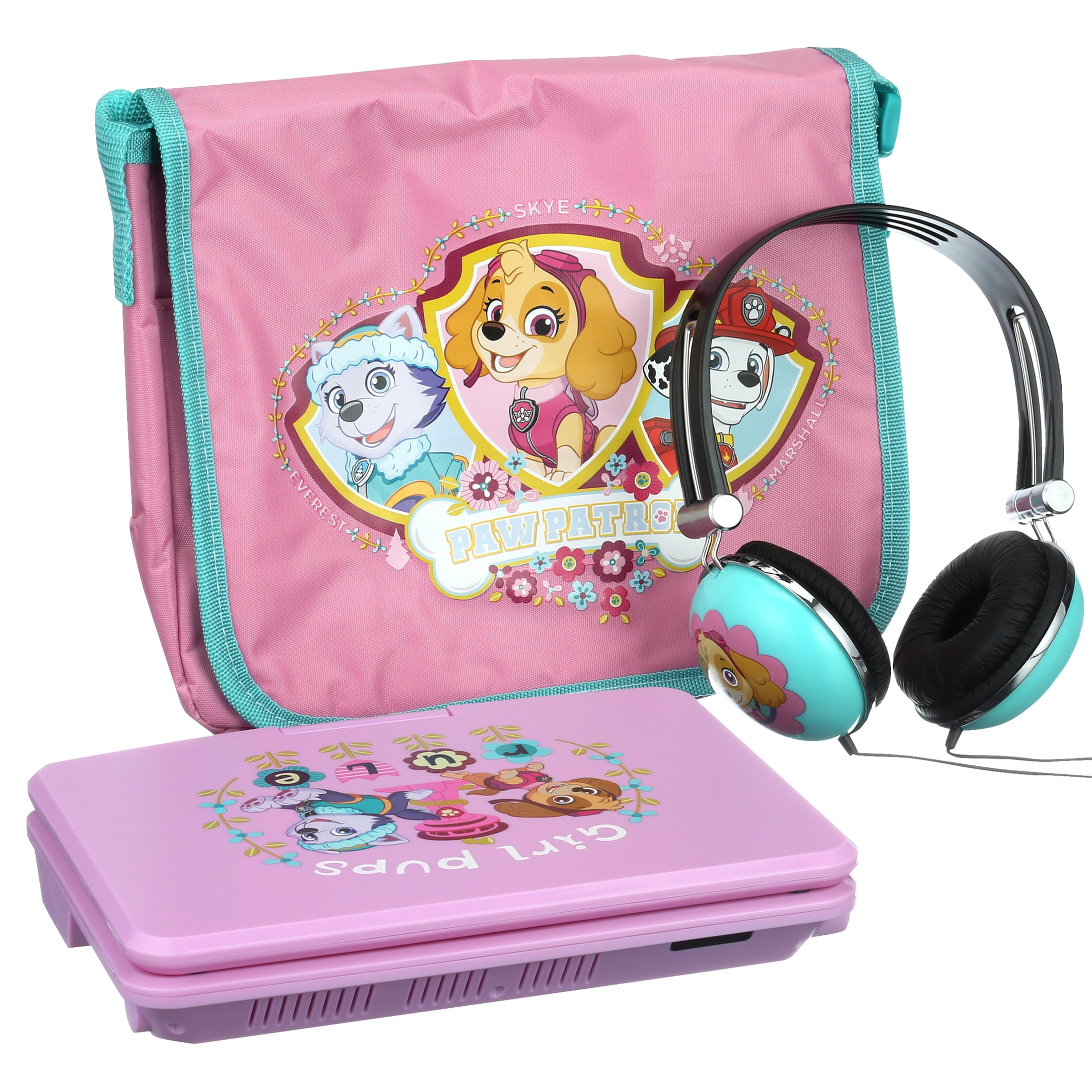PAW Patrol 7" Portable DVD Player with Carrying Bag and Headphones, Pink