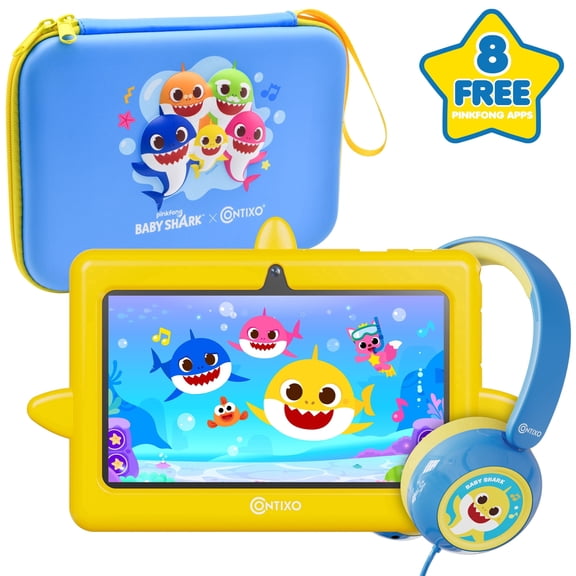 Pinkfong Baby Shark Kids Tablet Bundle, 7 inch 32GB, Headphones and Case