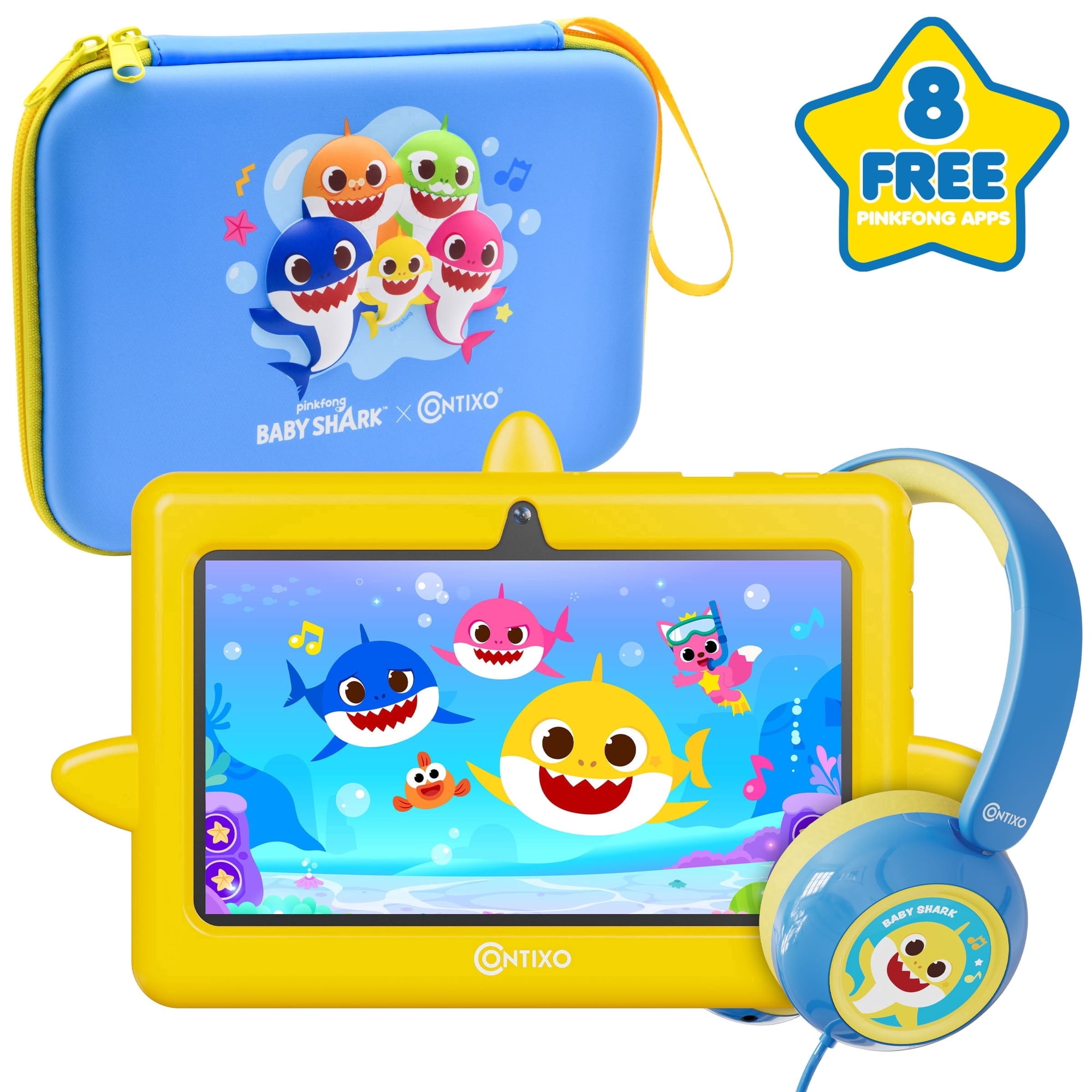 Pinkfong Baby Shark Kids Tablet Bundle, 7 inch 32GB, Headphones and Case