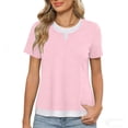 thumbnail image 2 of Lmueinov Womens Tops with Crew Neck Fake Two Piece Short Sleeve Crew Neck Casual Layered Look Blouse Soft Stretchy Fabric for Everyday Outfits and Casual Occasions, 2 of 5