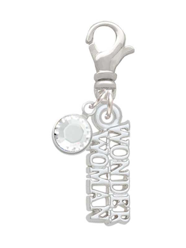 Delight Jewelry Large AB Crystal Paw Custom Initial Badge Clip Necklace