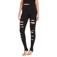 thumbnail image 1 of Womens Casual Solid Distressed Ripped Yoga Workout Leggings, 1 of 5