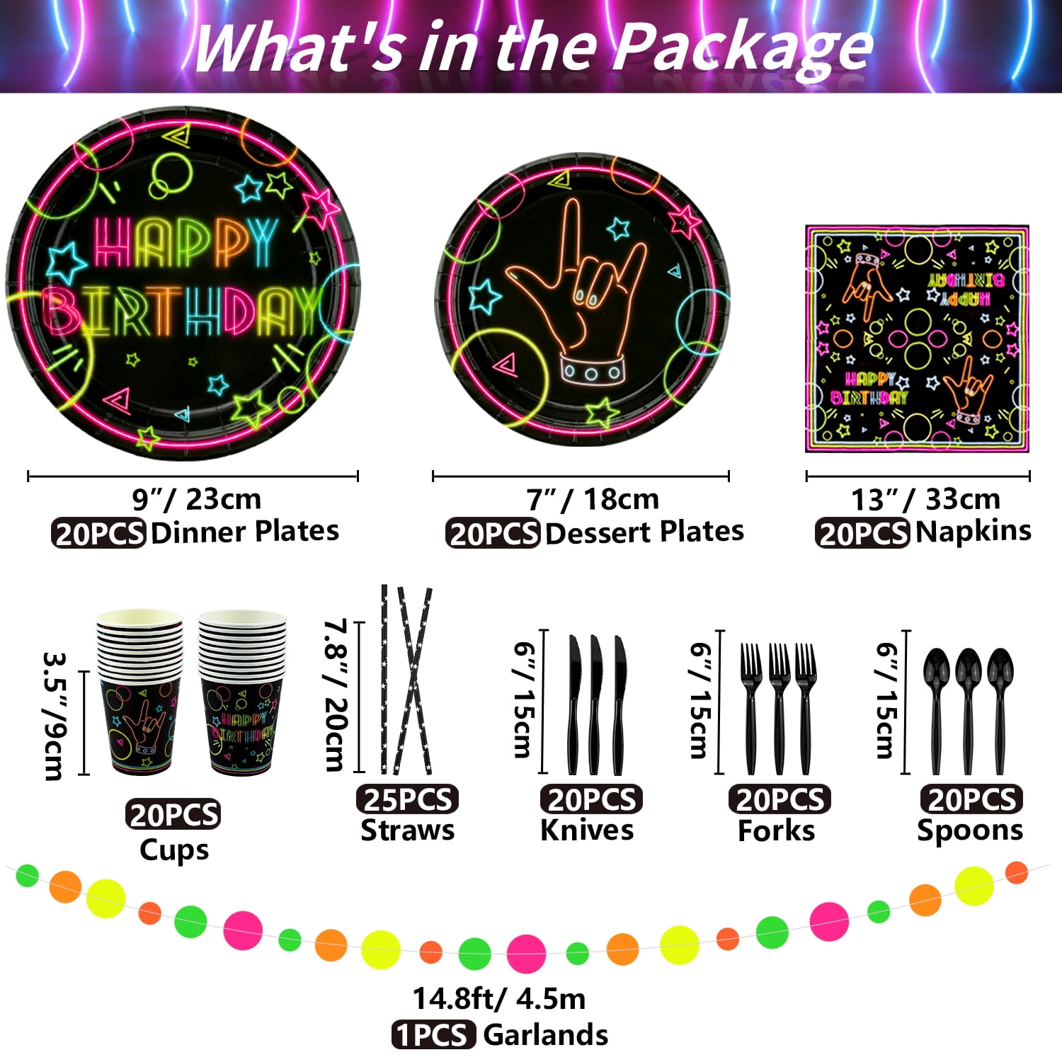 Pixhotul Decorative Glow Neon Party Supply Sets, Multicolor, 243 Count